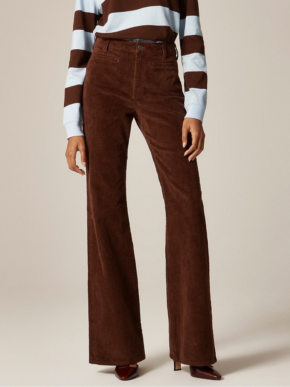 NWOT J. Crew brown high rise Vintage flare pant in corduroy French Press